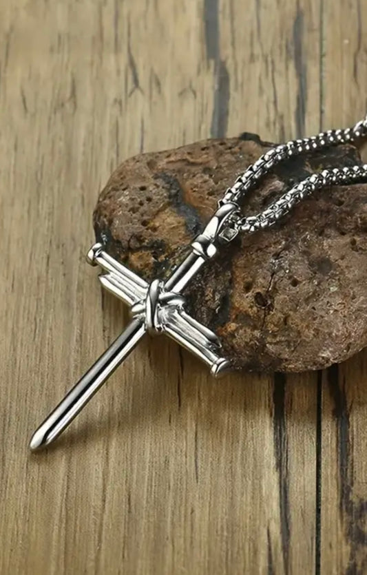 Stainless Steel Cross Pendant made of nails with Chain