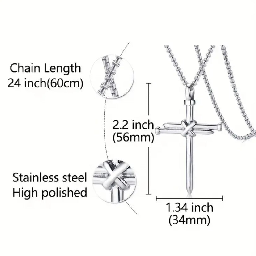 Stainless Steel Cross Pendant made of nails with Chain