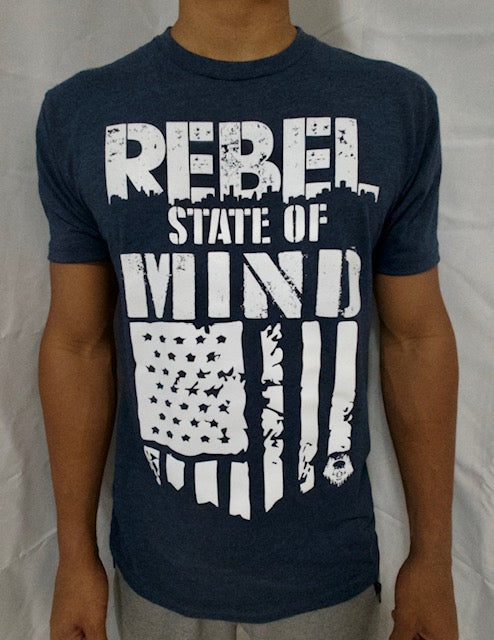 Rebel State of Mind T-Shirt Blue w/ White Graphics