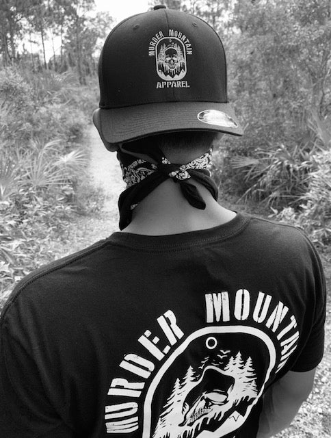 Murder Mountain Flex Fit Hats w/ White Graphics