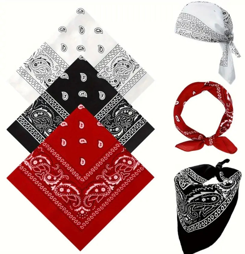 Bandana 3 pack Black, Red, White.